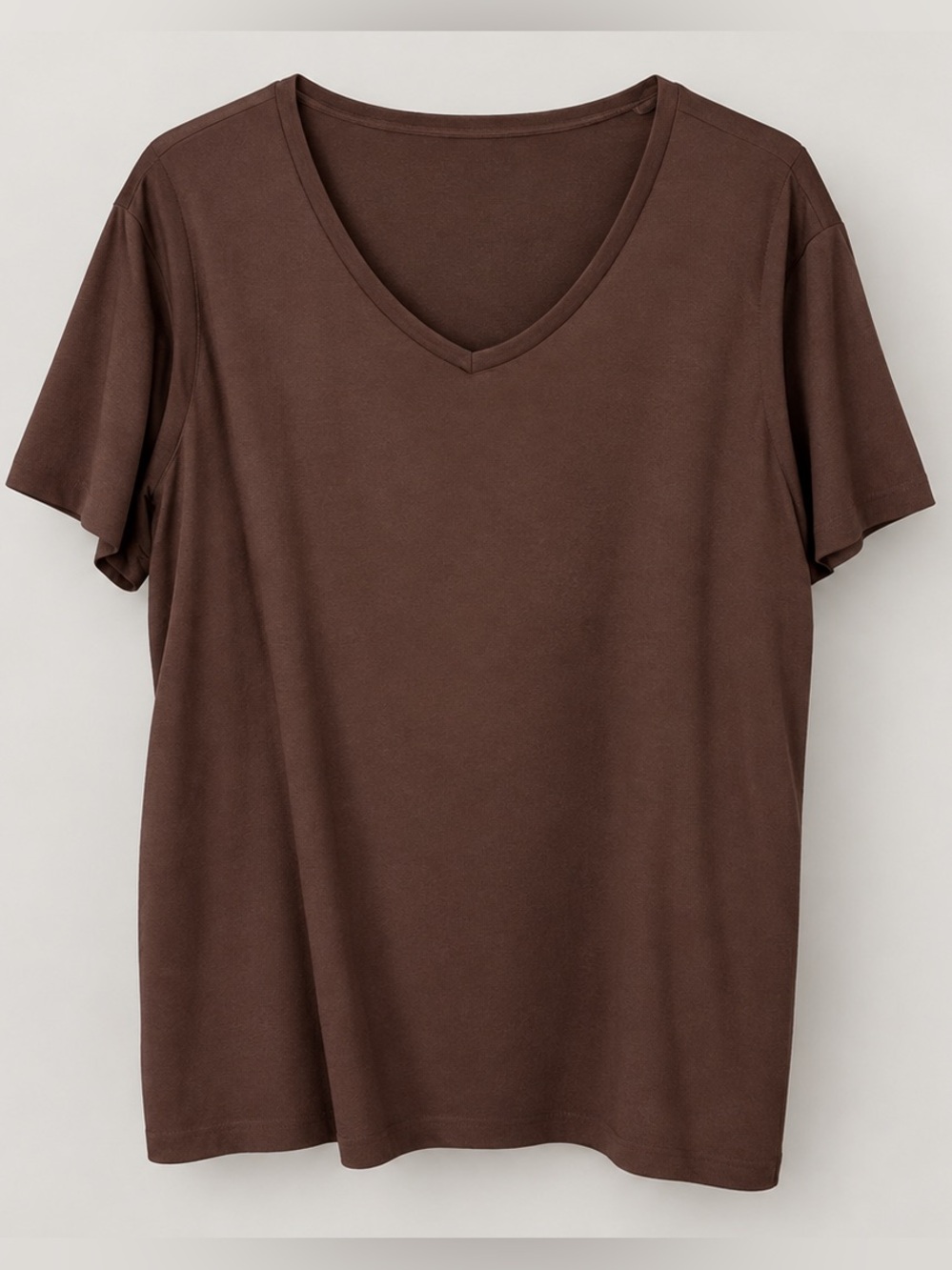 Susan Graver Brown V-Neck Short Sleeve Tee